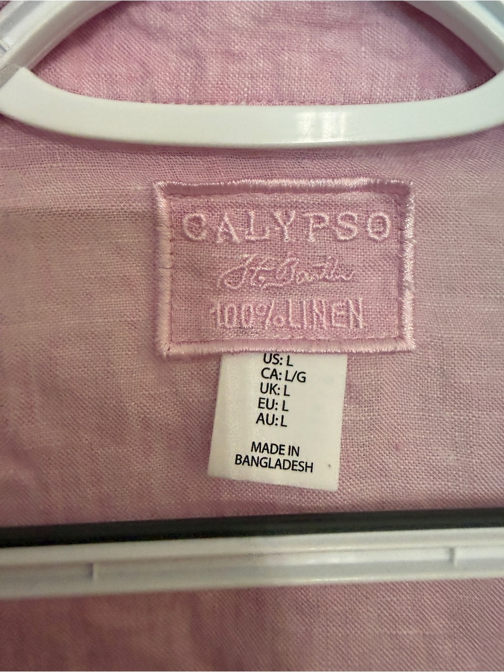 Calypso St. Barth’s Pink Linen Popover Blouse Size Large 25633 - Picture 7 of 10